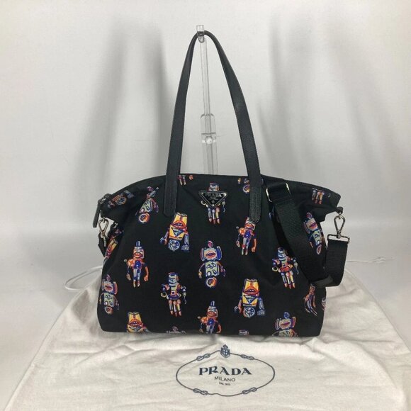 PRADA Shoulder Bag Crossbody robot triangle logo plate Tote Bag - Picture 15 of 15